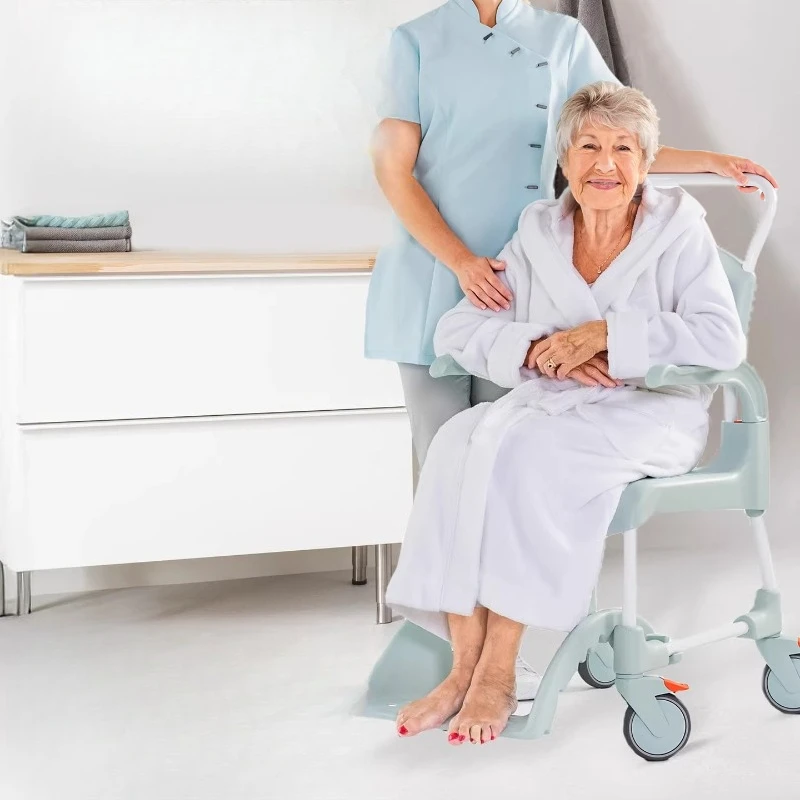 Movable multi-purpose chair, bathroom bath chair, elderly toilet chair, outdoor wheelchair, toilet booster chair