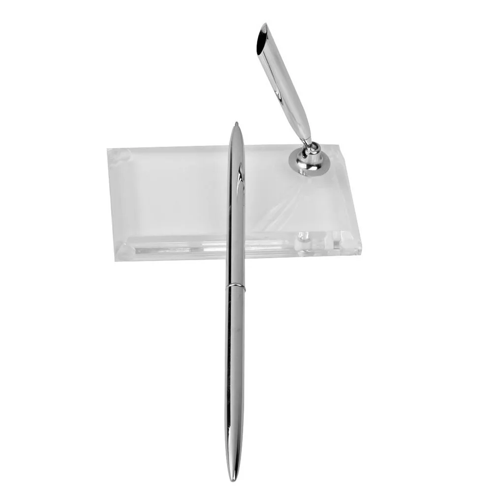 

Luxury Pen Set for Wedding Guest Book Signing Rectangular Pen Holder with Glitter Accents 360 Degree Rotatable Base Sturdy