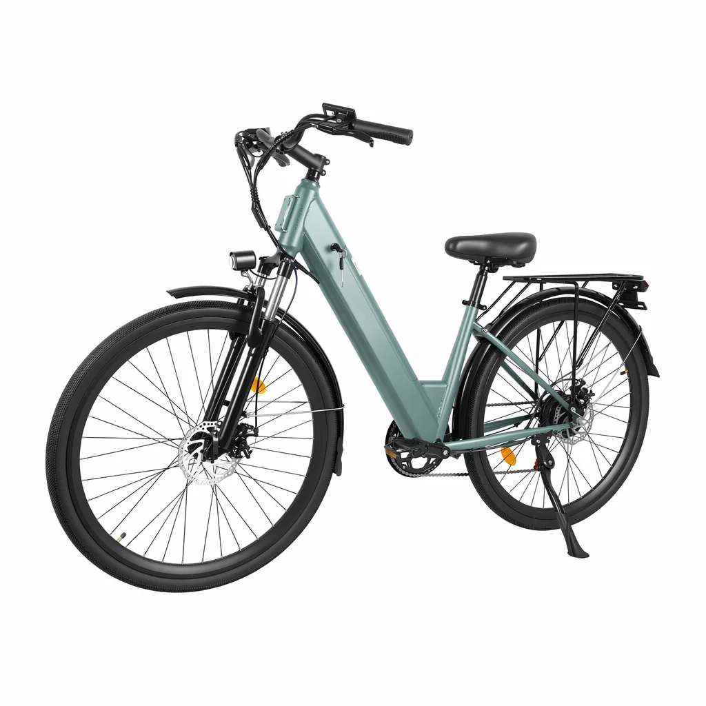 WWQ Electric Bike 36V 10.5Ah Steel Frame Electric City Bike, Women's Hybrid City Bike with Rear Child Seat Frame
