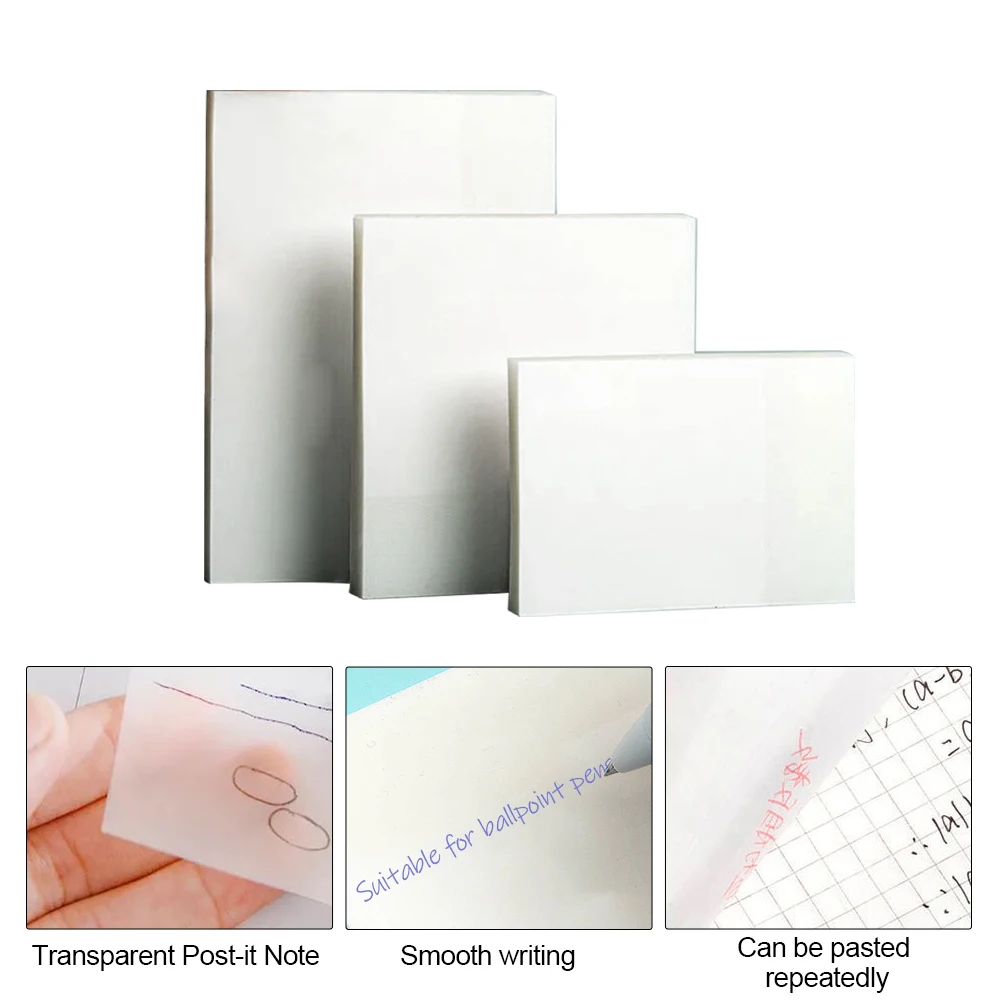 150sheets Waterproof PET Transparent Note Paper DIY Memo Portable Self Adhesive Scrapbook Office Memorandum Student Stationery