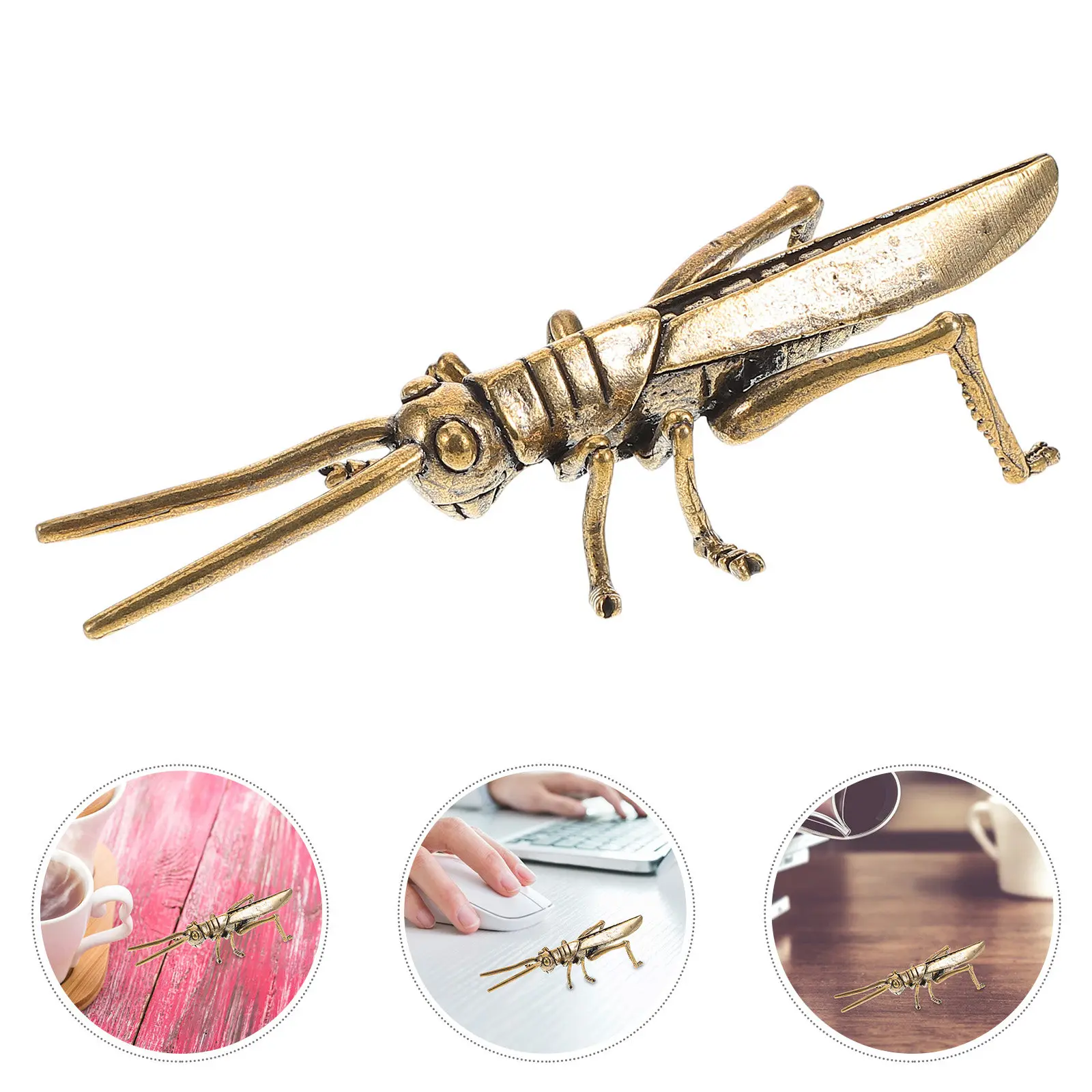 Brass Locust Statue Vintage Design Exquisite Craftsmanship Desktop Tea Pet Garden Fence Ornament Spring Insect Decor Metal
