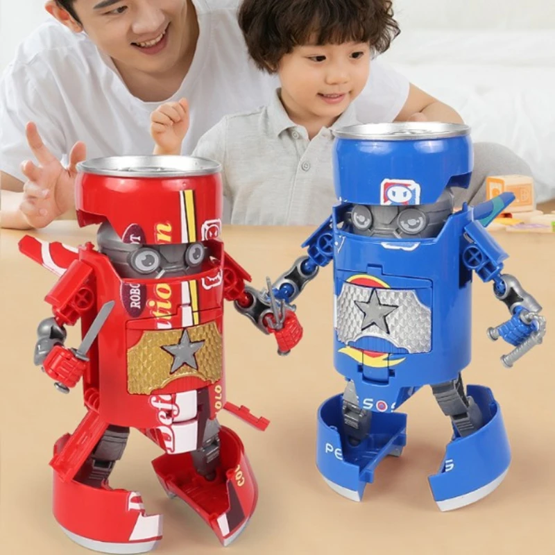 Coke Shape-shifting Robot Children Toy Soda Warrior Model Home Tabletop Decoration Anime Peripheral Cartoon Holiday Gift Toys