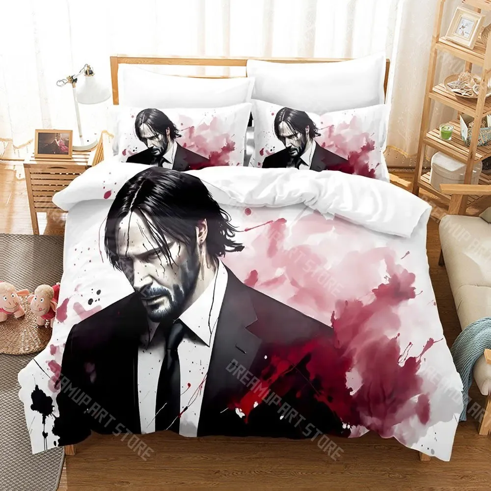 3D Printed John Wick Keanu Reeves Bedding Set for Boys Girls Duvet Cover Pillowcase Twin Queen King Full Single Double Sizes
