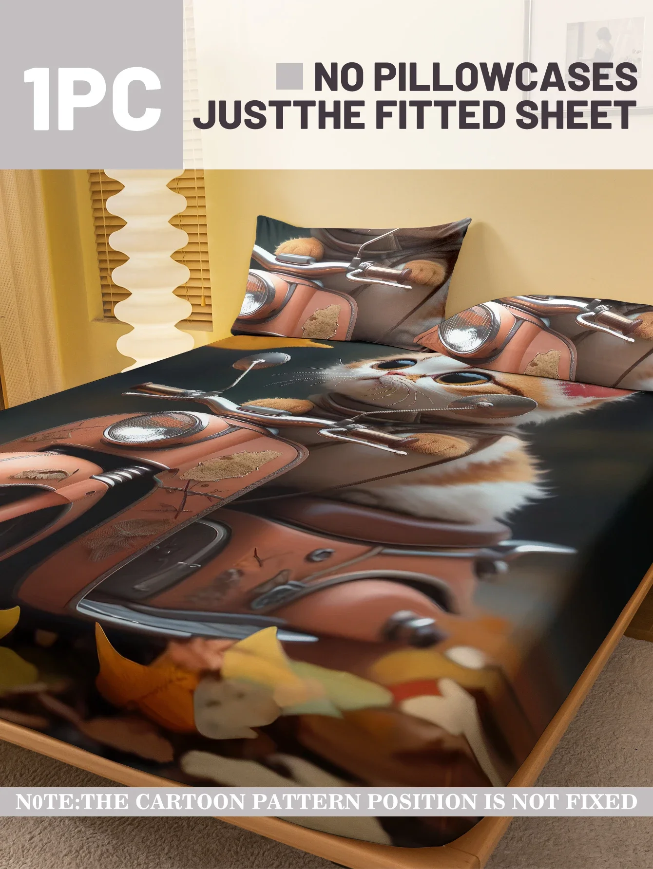 1 cartoon cute Animal Cat digital printed frosted Fitted Sheet,bedroom printed bed cover,bedding(No pillowcase)