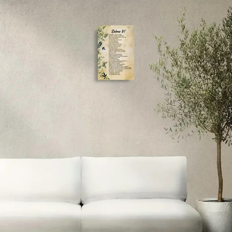 1pc Canvas Poster Religion Art, Psalm 91 Wall Art Spanish Verses No Frame Christian Bible Verses Wall Decor Inspirational Quotes