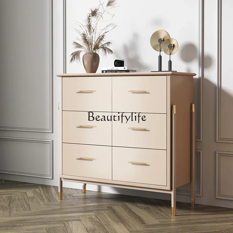 

Z.Affordable Luxury Style Bedroom Locker Simple Modern Drawer American Three-Bucket Cabinet Solid Wood Entrance Cabinet