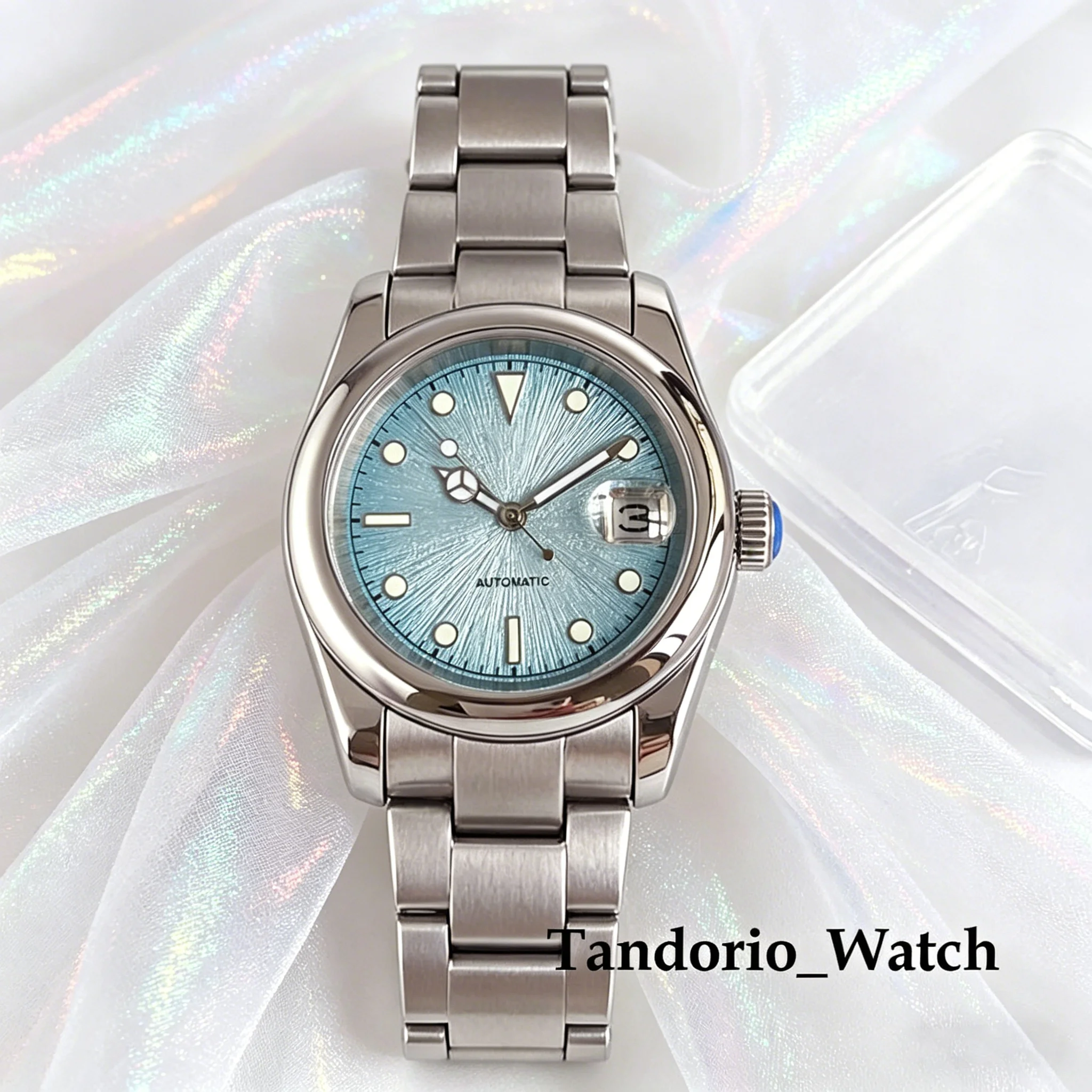Tandorio 36mm Stainless Steel Mechanical Men's Watch For Miyota 8215/Asia 2824 Sapphire Glass Green Lume 10ATM Diver Watch