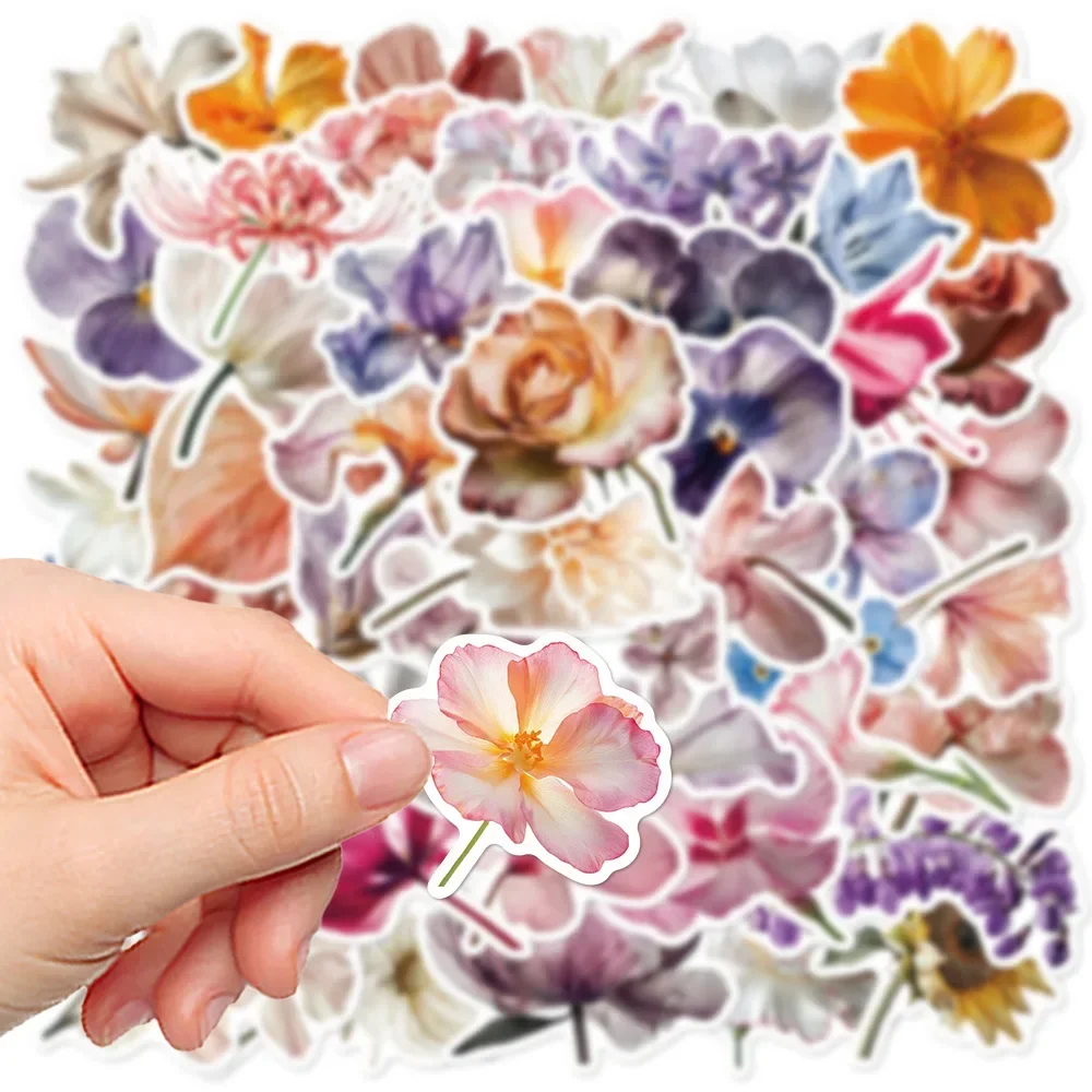 10/50Pcs Romantic Natural Floral Aesthetic Sticker Blooming Flower Stickers for Journaling Notebook Water Bottle Decorative Toys