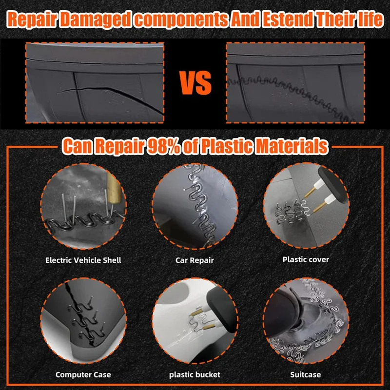 ماكينة لحام البلاستك اللاسلكية طقم لحام البلاستيك مع بطارية 4 أنواع موجة ستابلز مؤشر LED لتشقق مصد السيارة
