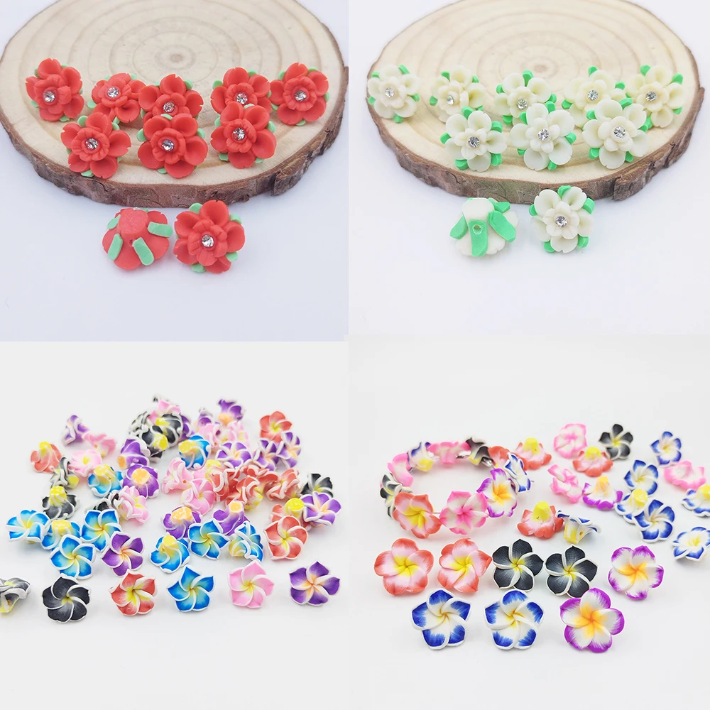 

3/6Pcs/Lot 1.5-2CM Soft Polymer Clay Beads Egg Flower Beads With Drill Spaced Loose Charm Beads DIY Process To Make Decorative