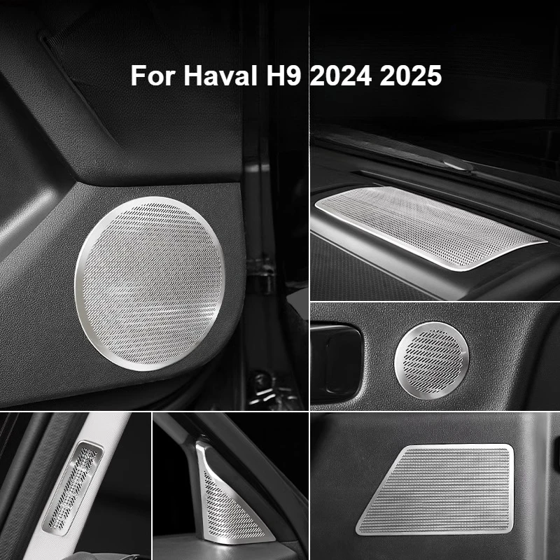 

Car Door Speaker Cover Stainless Steel Anti-Scratch A Pillar Horn Rear Trunk Loudspeaker Protetor for Haval H9 2024 2025