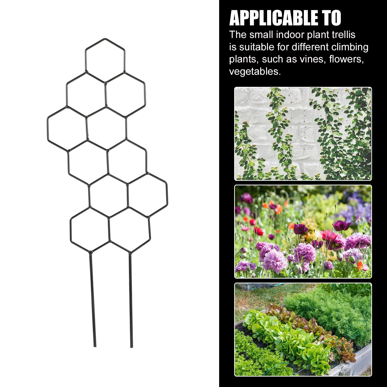 

Honeycomb Plant Trellis Black Grid 13x38 5cm Climbing Stand for Indoor Plants Potted Flowers Vegetables Garden Tools