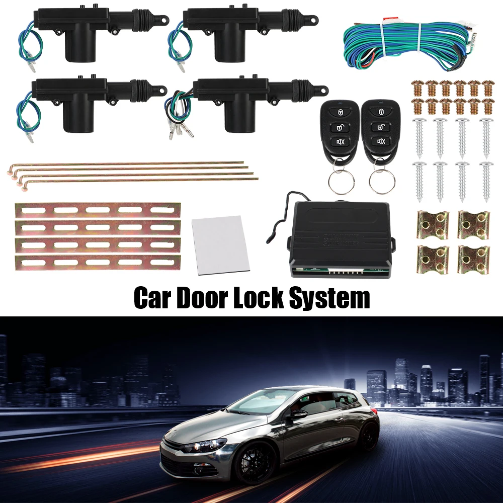 

Remote Control Locking Kit Keyless Entry System with 4 Door Lock Actuator Car Lock Door Universal