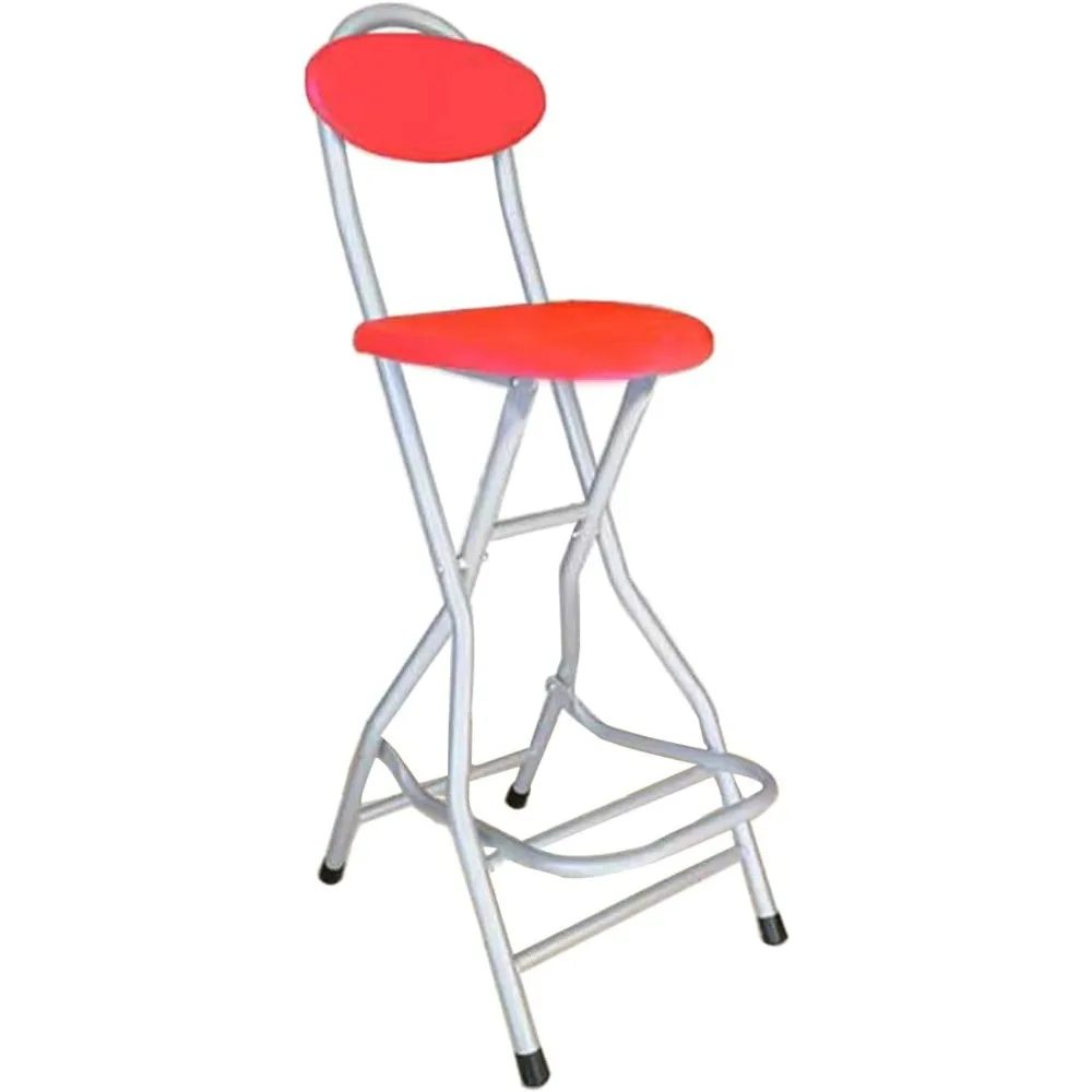 

Seat Height 27 Inch Folding Bar Stool Folding Stools for Adults Portable Red Bar Height Folding Desk Chair with Backrest for Out