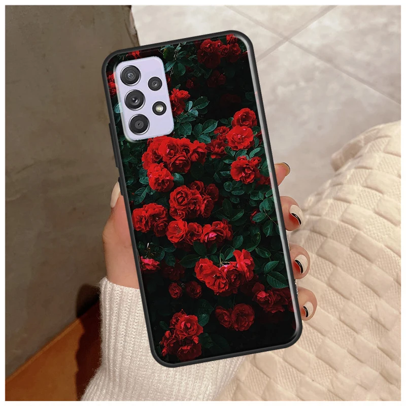 Bright Red Roses Flowers Case For Samsung Galaxy A14 A34 A54 A12 A22 A32 A42 A52 A13 A23 A33 A53 A50 A51 A71 Cover