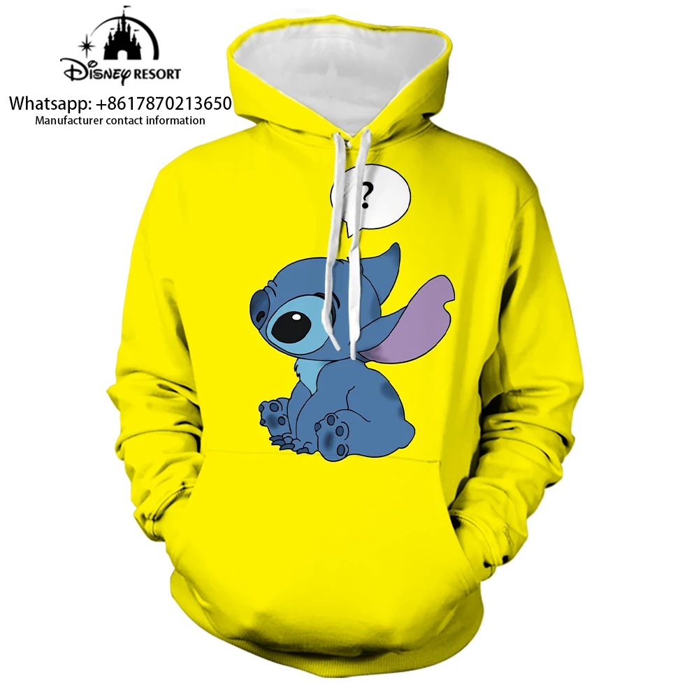 Stitch Anime Fashion Men Spring 2024 New 3D Printed Kids Hoodies Women\'s Tops Street Style Casual Hoodies y2k