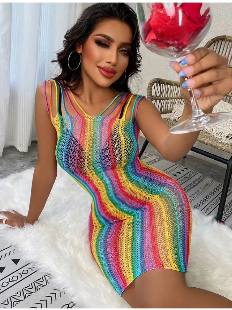 

Женское сексуальное сетчатое нижнее белье в сеточку Babydoll, прозрачное экзотическое модное красочное пижамное платье для сна