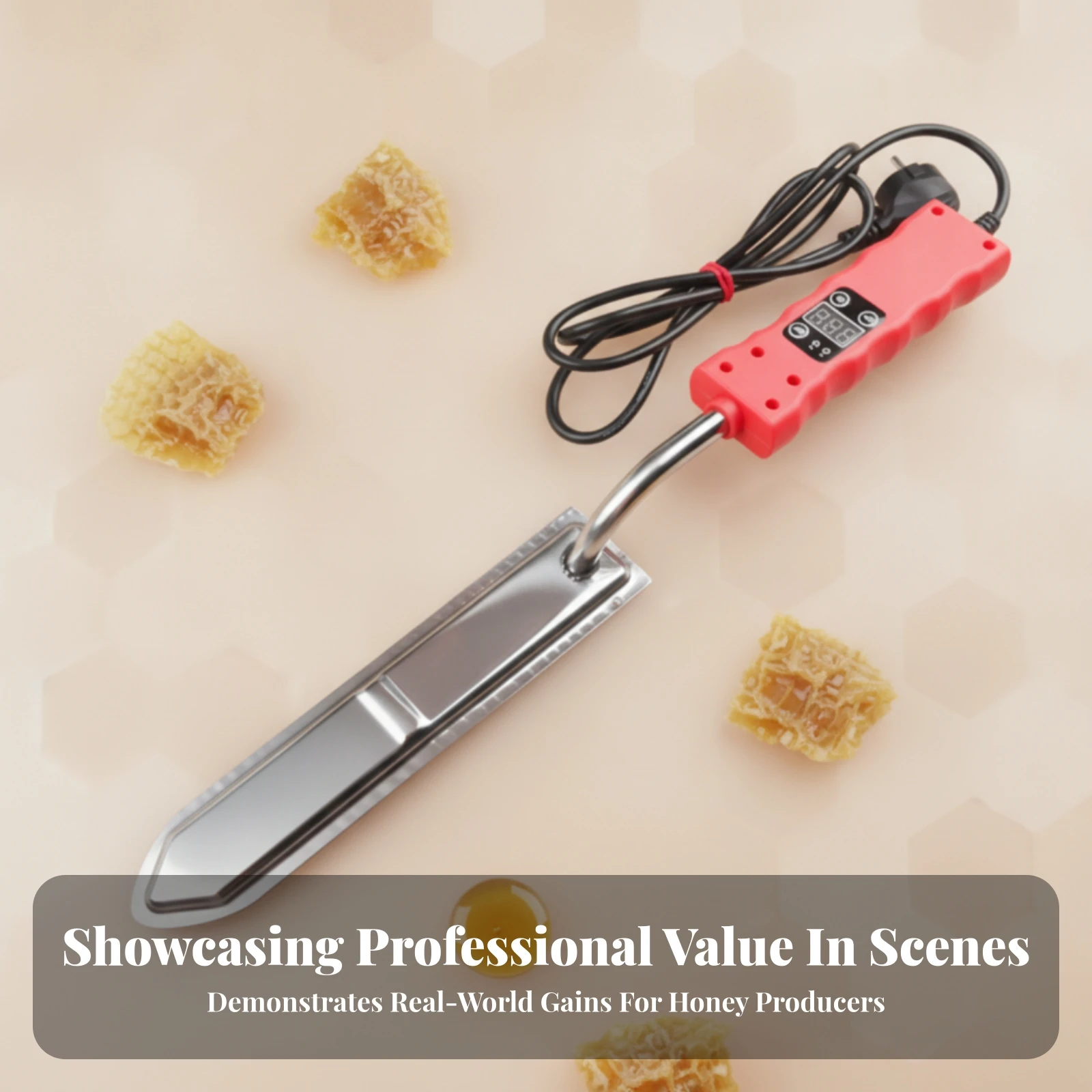 Temperature-Controlled Honey Cutter Stainless Steel Electric Honey Cutter Honeycomb Cutter Long Flat Blade for Beekeepers