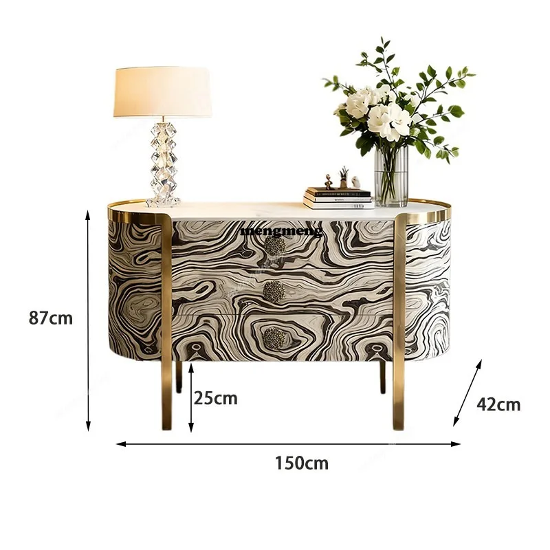 Italian light luxury marble high-end villa bedroom bedside locker retro entry porch cabinet
