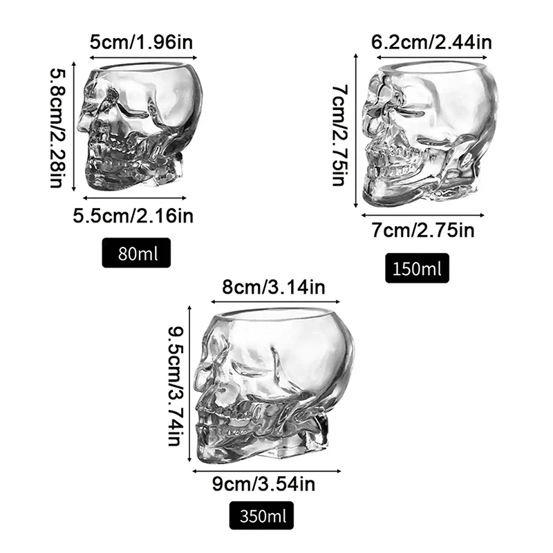 Halloween Household Skull Head Glass Teacup Transparent Crystal Coffee Juice Mug Drinking Bar Club Whiskey Wine Beer Cup