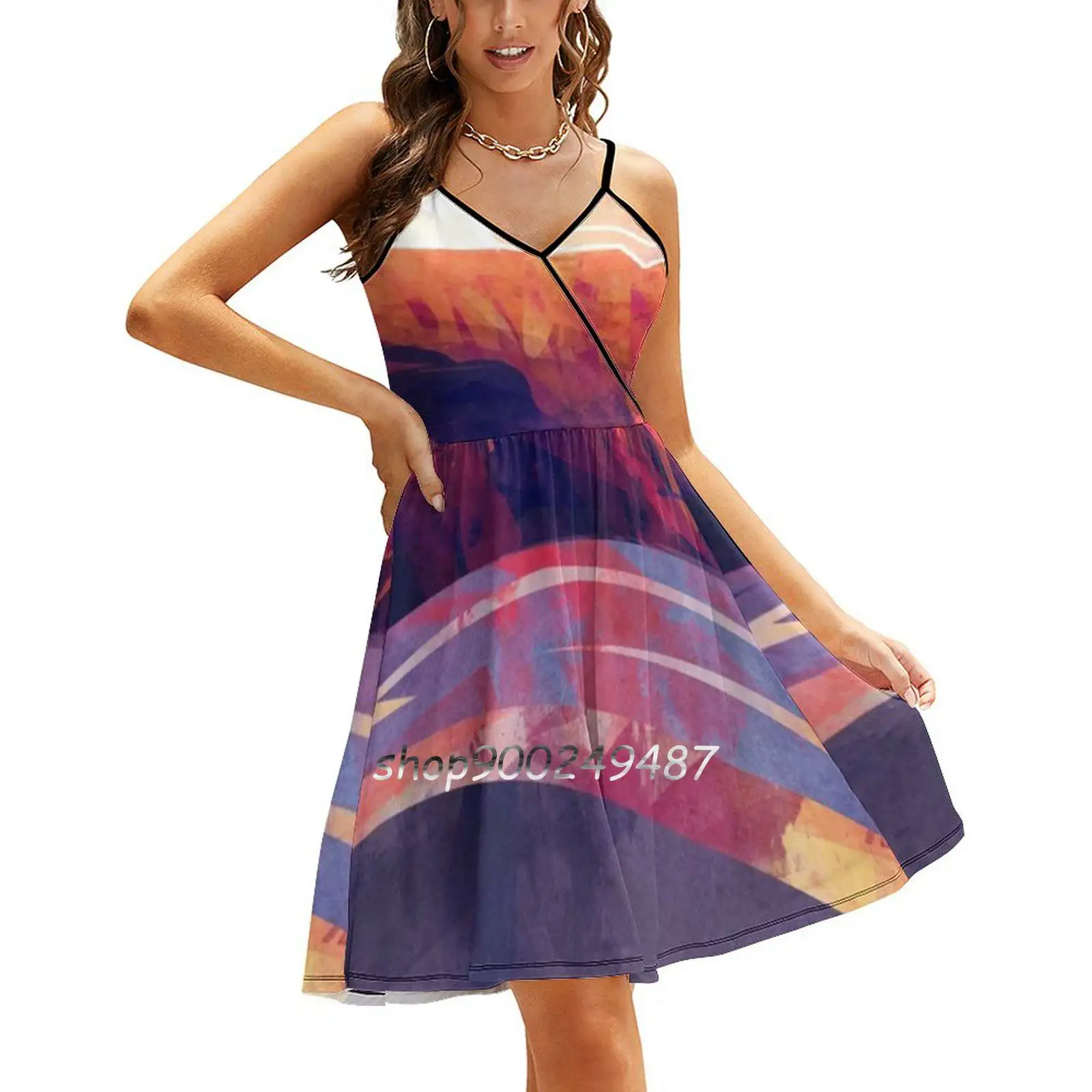 Table Mountain Sling Dress Summer Dress Sling Sexy A Line Dress Fashion Female Dress Table Mountain Mountain Africa Landscape