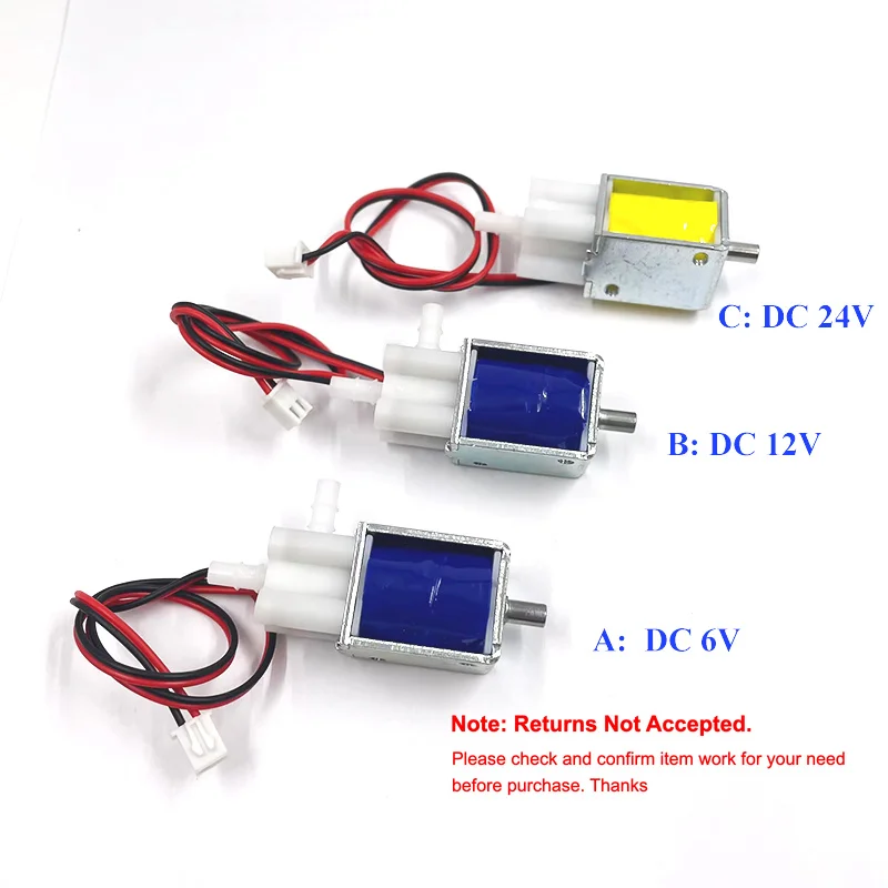 DC 6V 12V 24V 2-position 3-way Micro Electric Solenoid Valve Gas Air Flow Control Valve Max Air Pressure 600mmHg