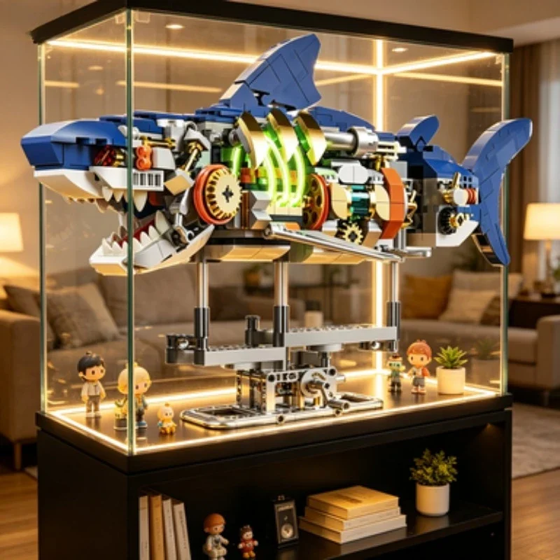 MOC DIY Mechanical Whale Building Blocks Kit, Creative Ocean‑Animal Assembly Model, Elegant Party Favor & Holiday Souvenir Gift