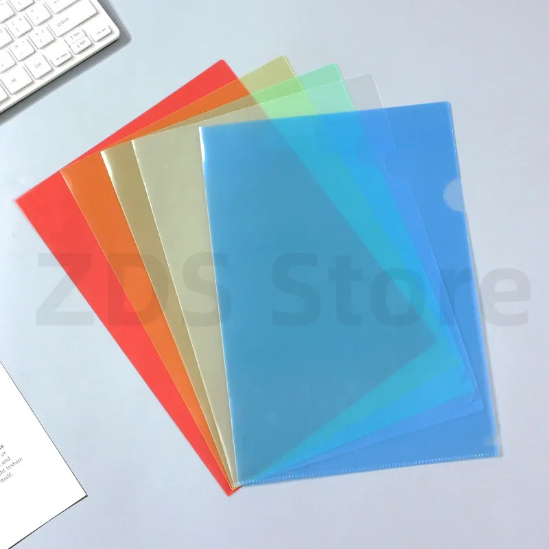 A4 Specification 10PCS L-Shaped Office Data Transparent Folder 2-Page