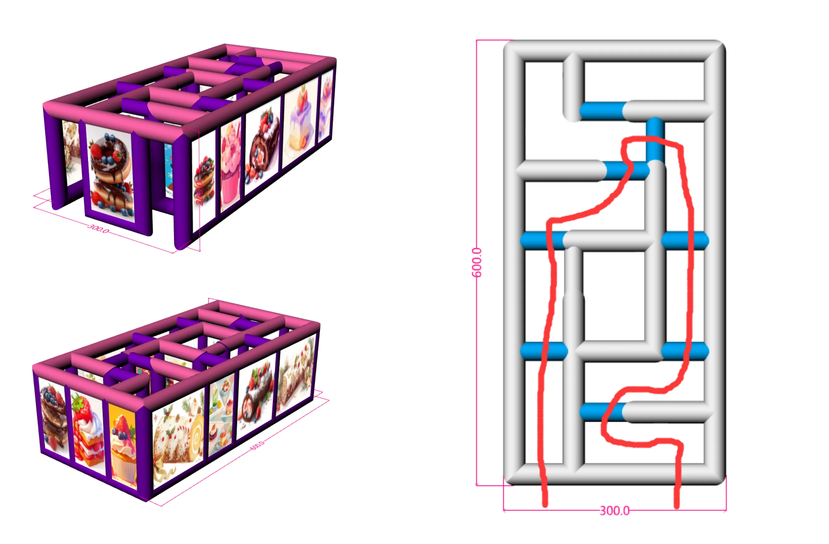 Fast air ship Christmas Themed Inflatable Maze 6X3m Full Printing Winter House Inflatable Laser Maze Games for Outdoor Labyrinth