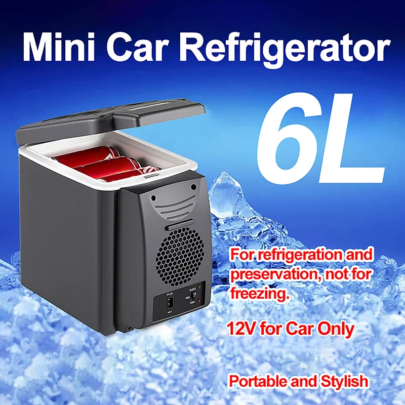 Réfrigérateur de voiture 6L 12-220V, refroidissement et chauffage, adapté au tourisme, camping en plein air, réfrigération et isolation des aliments et des boissons