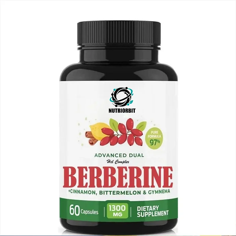 Berberine Supplement, 1300 Milligrams Per Serving, Containing Ceylon Cinnamon, Bitter Gourd, and Naked Lotus, 60 Capsules