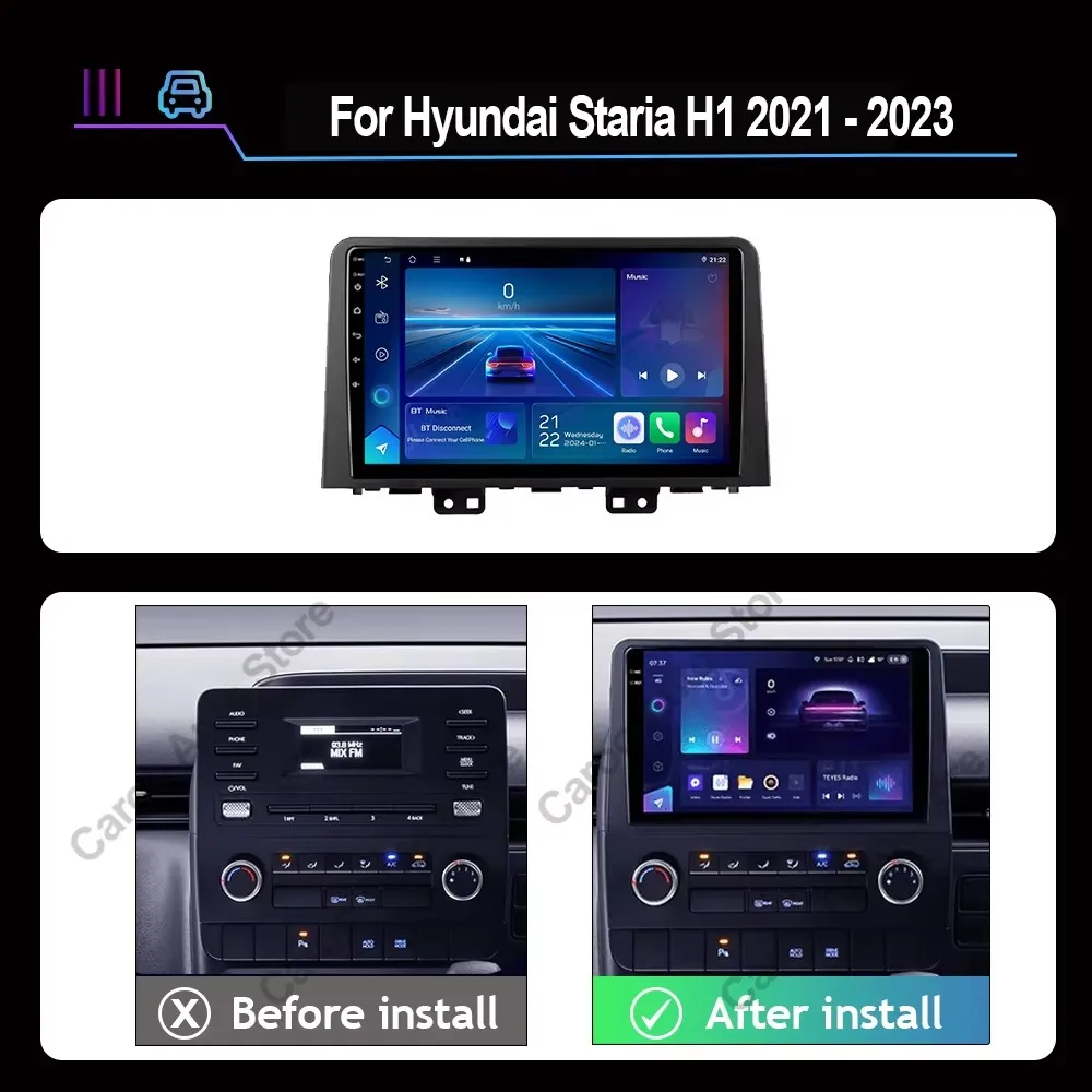 Android 15 Auto For Hyundai Staria H1 2021 - 2023 Car radio GPS navigation Stereo video Multimedia Player No 2Din DVD Head Unit