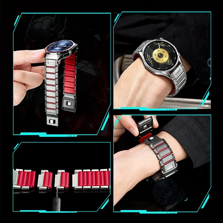 Lightweight Titanium Band for Samsung Galaxy Watch 9 8 Ultra 47mm Classic 40/44/46mm for Huawei Watch GT6/5/4 Pro Strap Magnetic