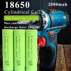 18650 Battery 2000mah Rechargeable Battery 3.7V ккумулятор ISR18650-2000 20A 10C Lithium 2200mah Capacity Li-ion bateria