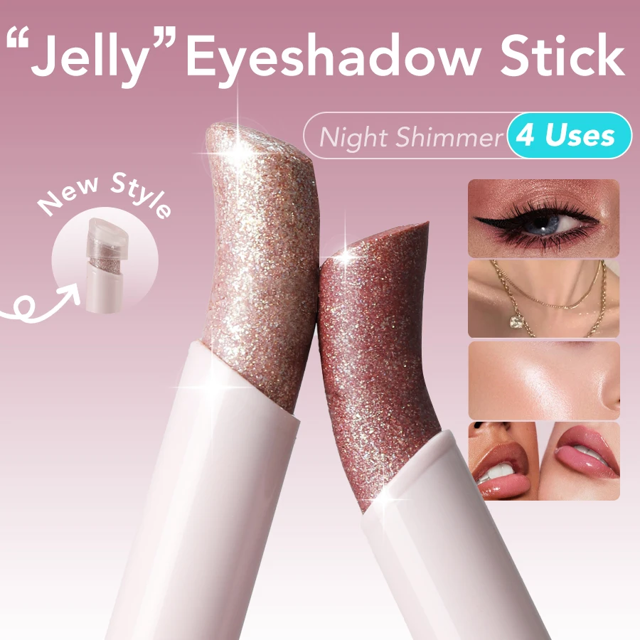GICYMANTY Jelly Eyeshadow Stick, Holographic Pearl Shimmer and Delicate Glitter for Eye Brightening