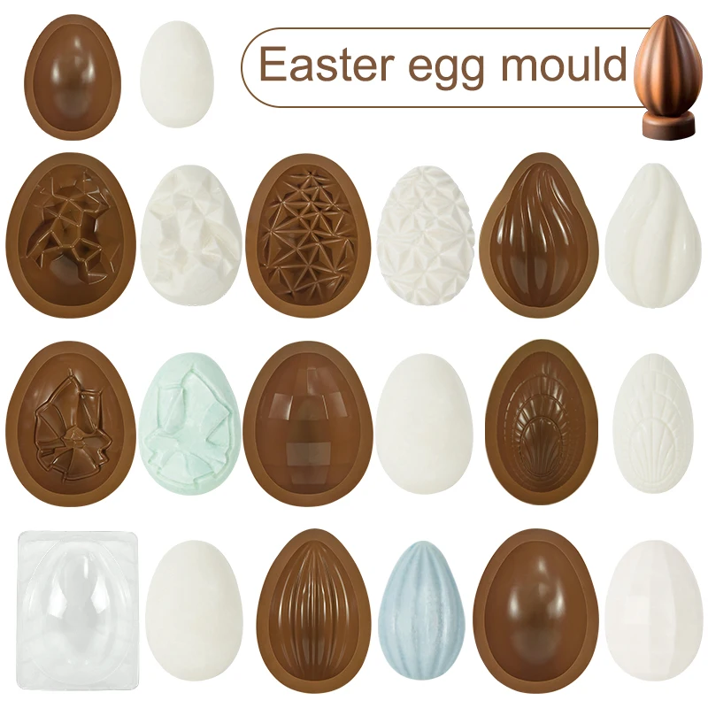 Moldes grandes de silicona para huevos de Pascua, moldes 3D para Chocolate, decoración para Mousse, pastel y postre