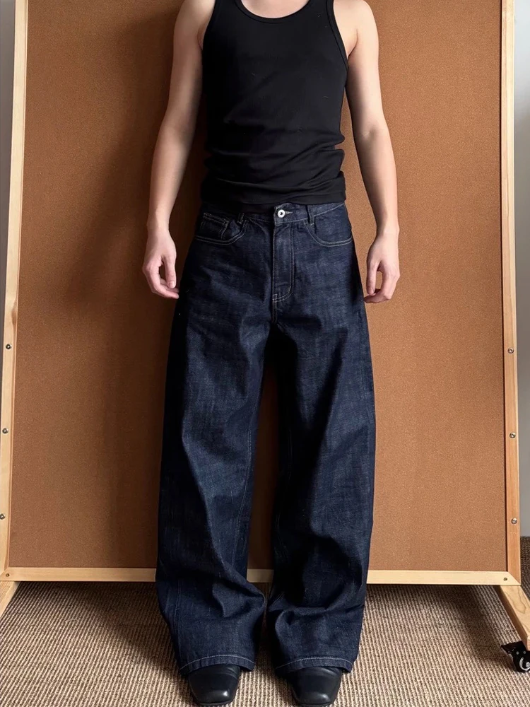 

Синие джинсы-клеш из денима для мужчин, летние, в американском ретро-стиле, прямые, слегка расклешенные, молодежные, модные, износостойкие