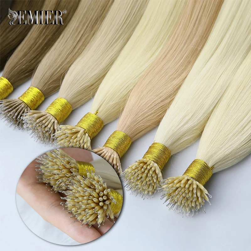 Straight Nano Ring Human Hair Extension 12-26 inch  Brazilian Human Remy Hair Extensions Microlink Capsule Keratin Fusion Hair