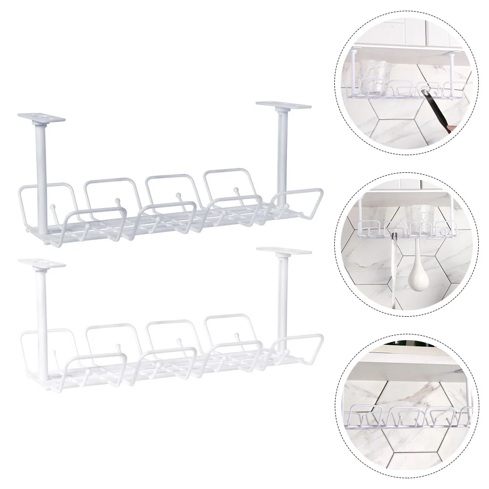 2Pcs Under Desk Cable Tray Strong Plastic Wire Management Rack for Organizing Cords Adapters Clutter Free Desktop in Office Home