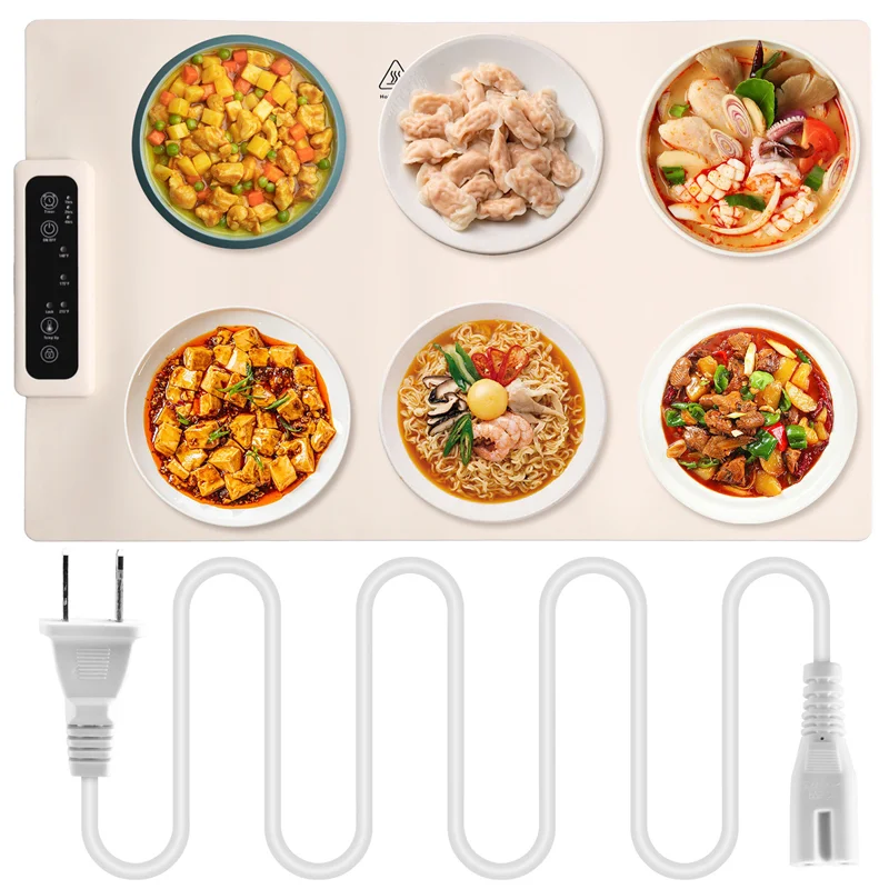 

AA76-Food Warming Tray Mat Electric Roll Up Plate Warmer To Keep Food Warm & Hot With Adjustable Heat Level Temperature US Plug