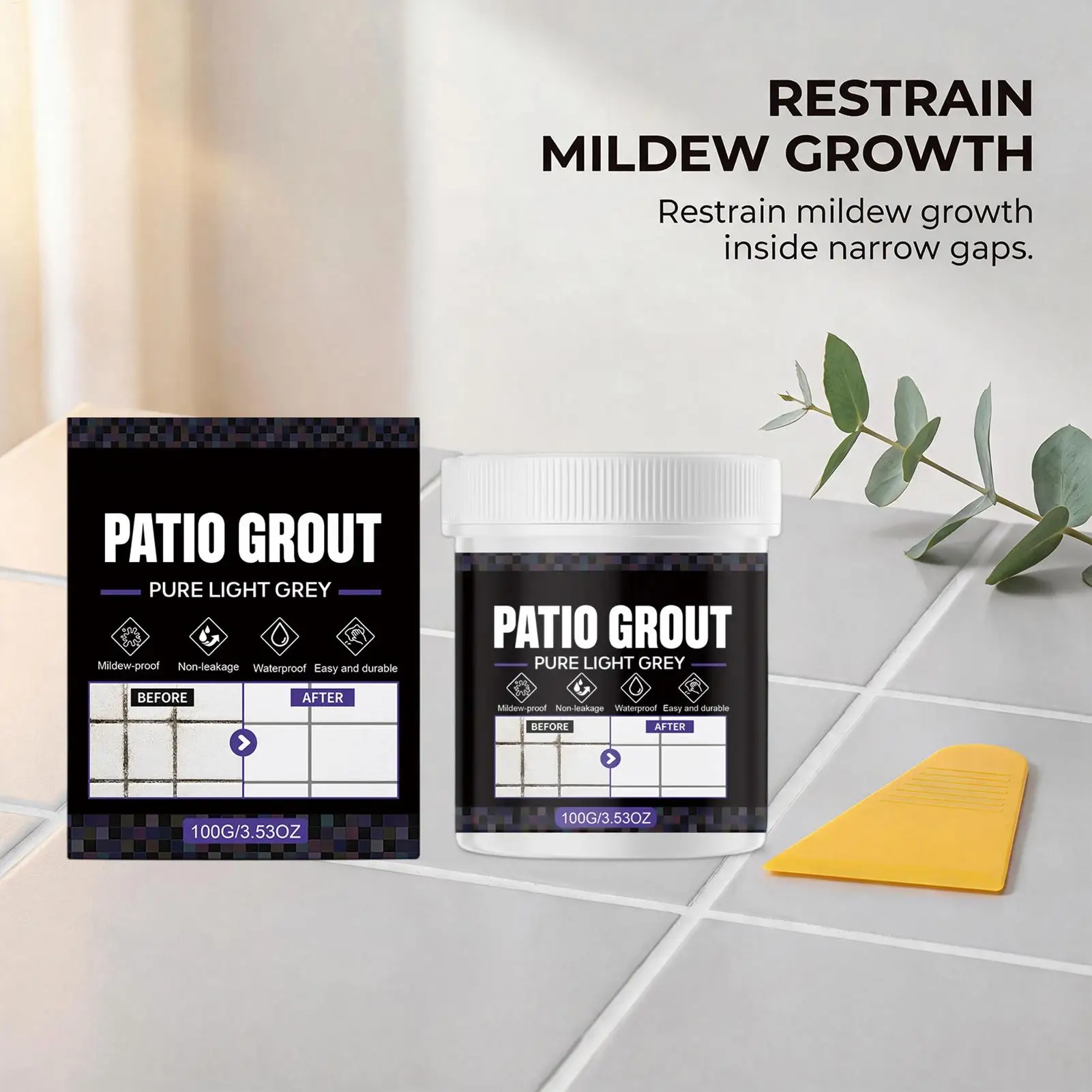 Tile Grout Waterproof Professional Light Gray Long Lasting Filler Pool Tile Grout for Bathroom Shower Floors Pool Wall Bathtub