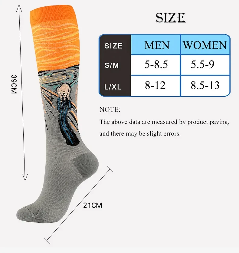 Compression Socks For Men Women Famous Oil Painting Mona Lisa Nylon Sports Socks For Outdoor Running Hiking Rugby Cycling Socks