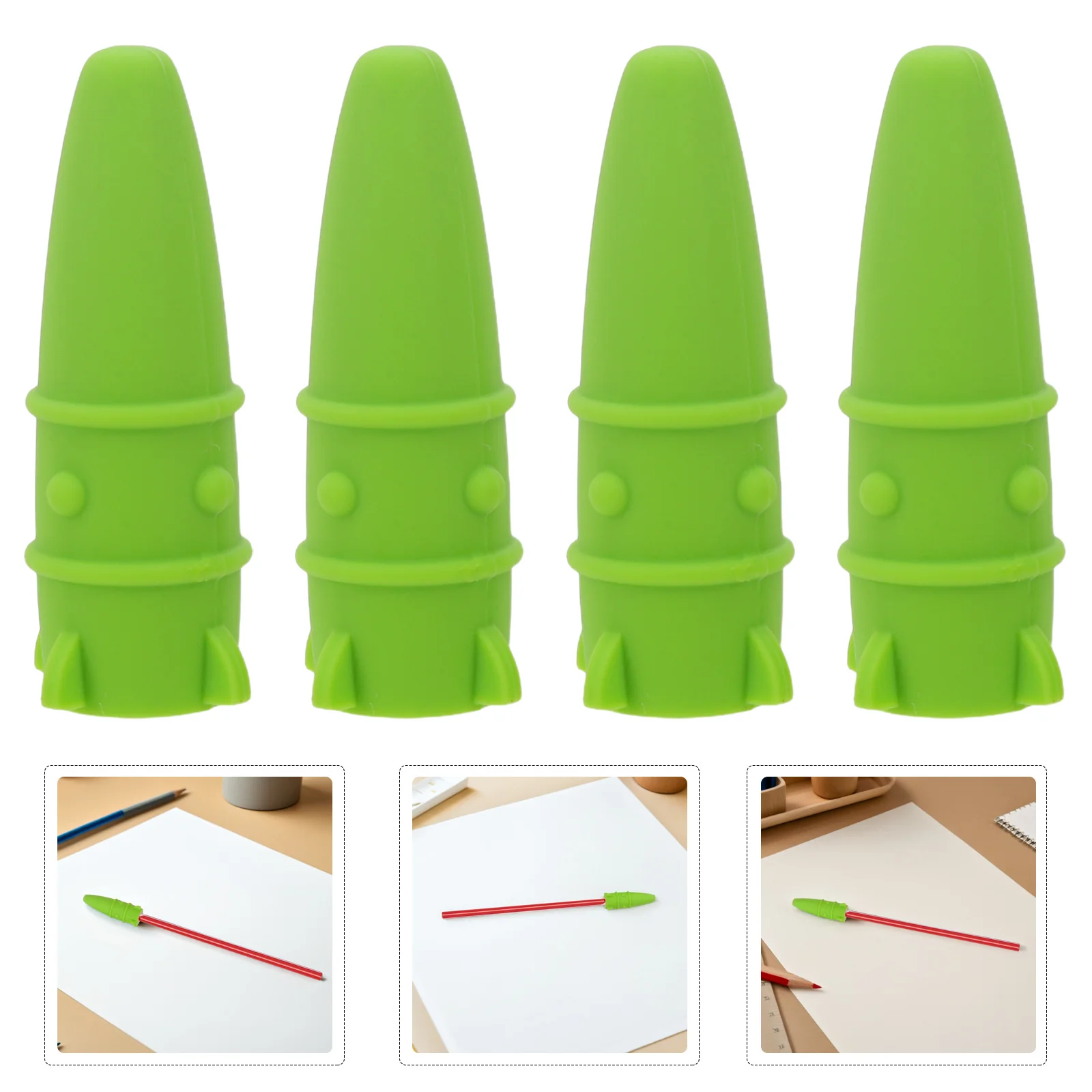 

4pcs Silicone Rocket Caps 6.8Mm Hole Chewable Topper For Sensory Needs Pencil Tip Protector Cap Green Pencil Accessories For