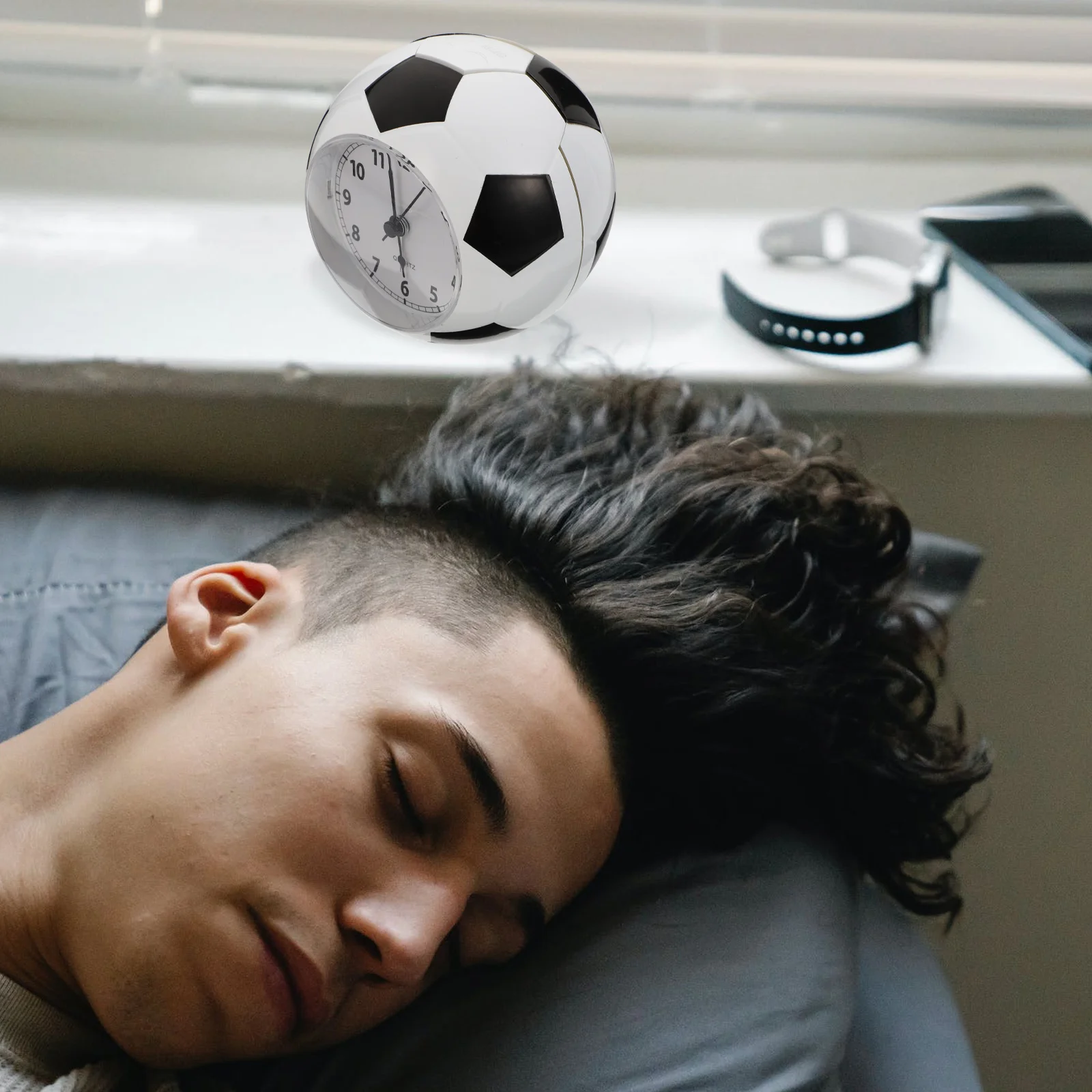 

Digital Alarm Clock Football The Office Gifts Desktop Pattern Black Plastic Travel
