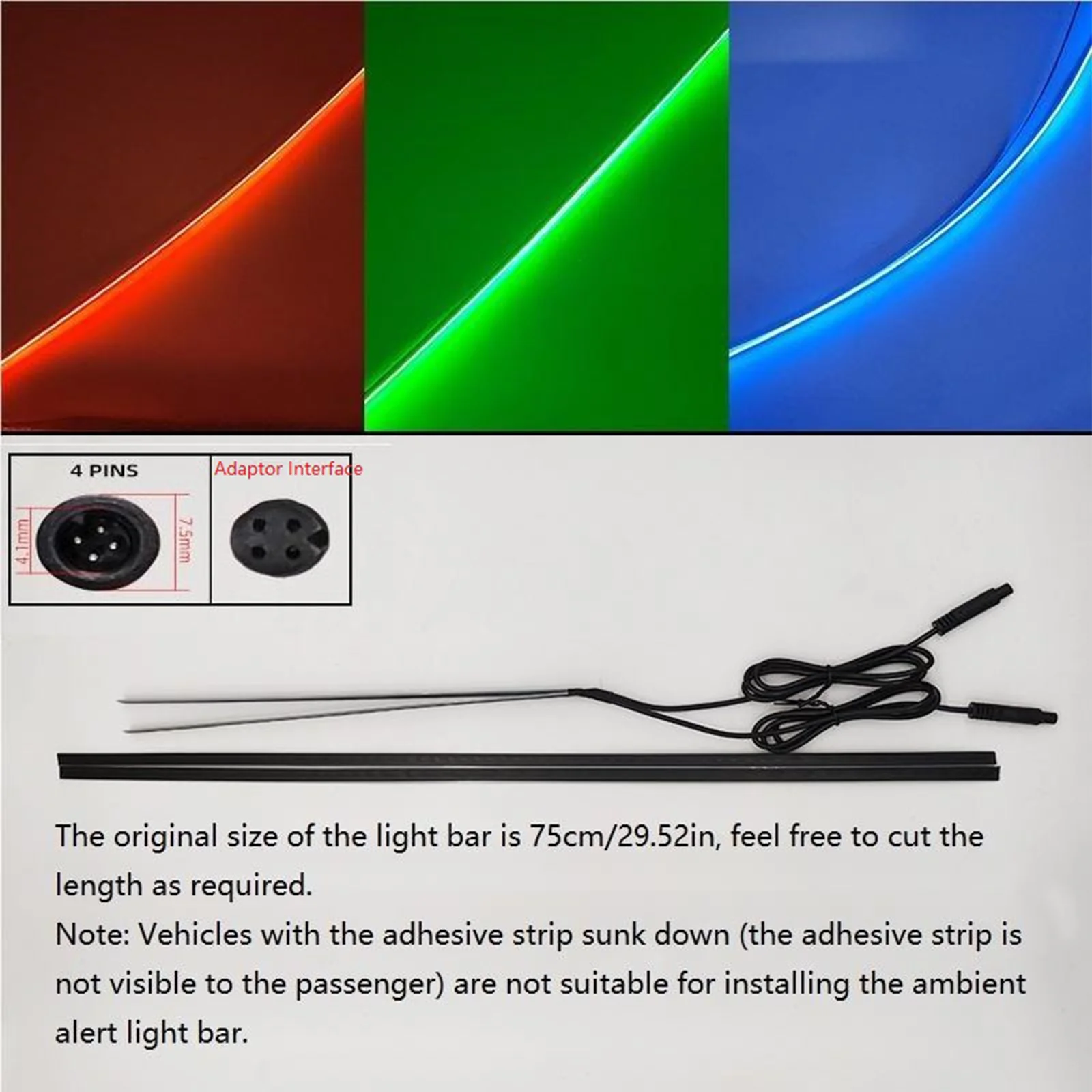 

Universal Blind Spot Monitoring System Warning Light Strip Car BSD Light Accessories Change Lane Alarm Safety Driving