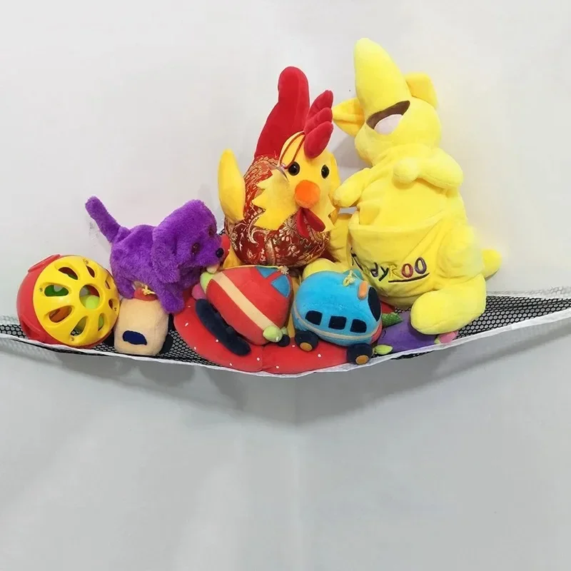 ตาข่ายแขวนของเล่นตุ๊กตาขนาดใหญ่ที่ทนทานสำหรับการจัดเก็บของเล่นเข้ามุมในห้องนอน บ้าน และหอพัก