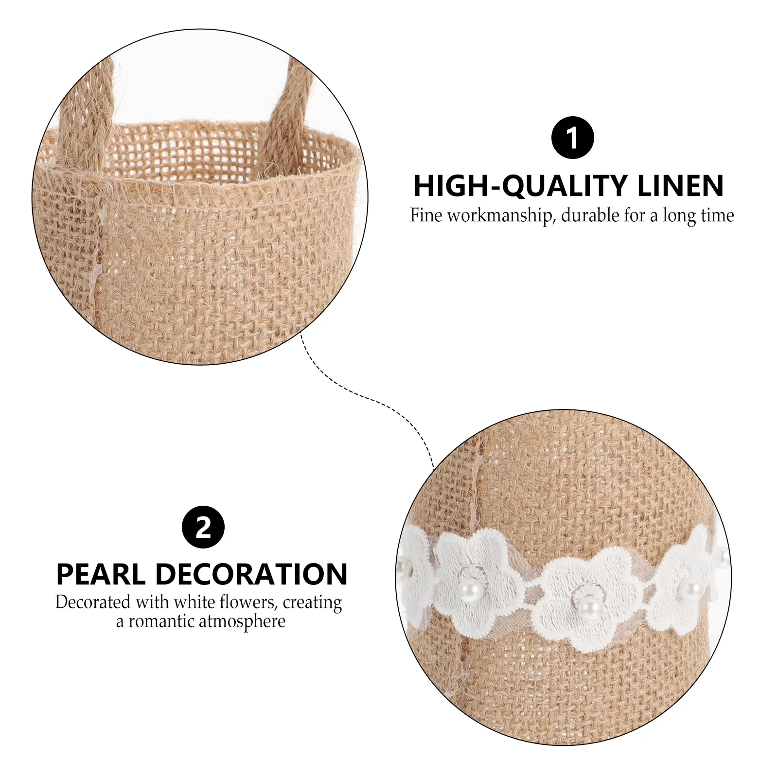 

2 Pcs Flower Girl Basket Boho Baskets Girls for Linen Wedding Elegant