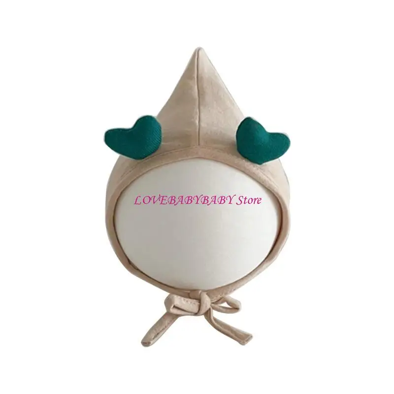 

Lovely Pointy Top Baby Hat Soft and Warm Newborns Bonnet Love Heart Decors 4XBC