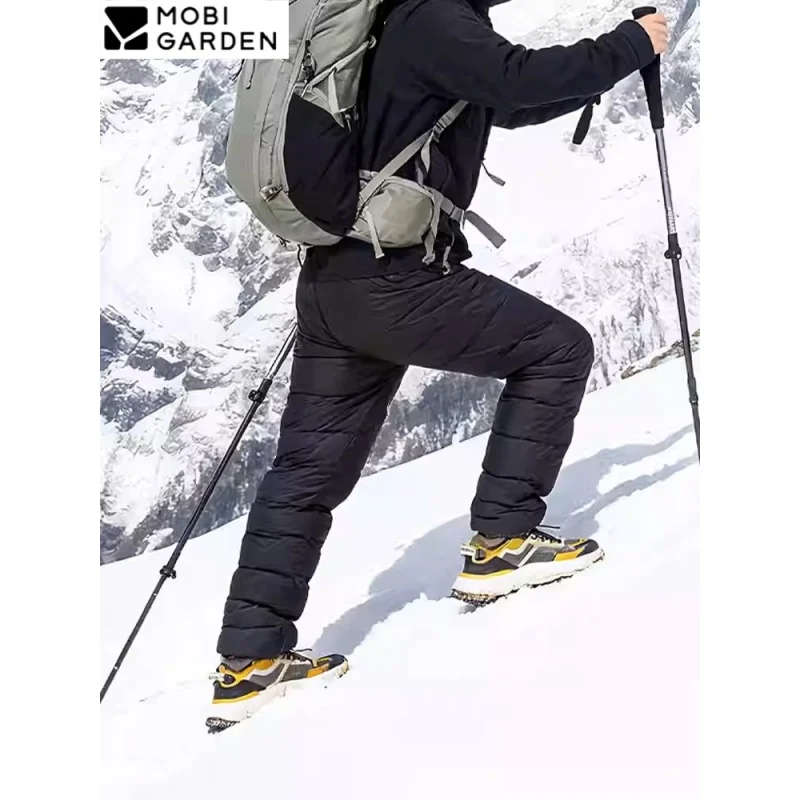 MOBI GARDEN 800FP Outdoor Down Pants Quickly Lock Temperature Nylon Breat Lightweight Insulation 85% High-Quality Velvet Content