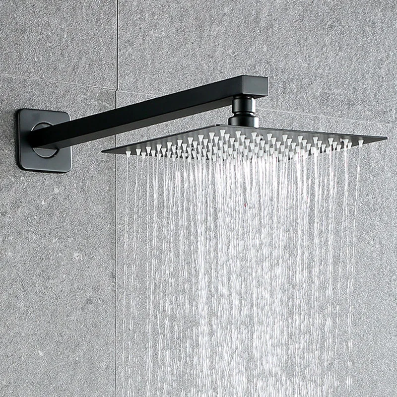 30cmx30cm Black Rain Shower Ultra Thin Rain Shower Head with Arm & Chuveiro Ducha 40cm Arm.Accessorie Banheiro